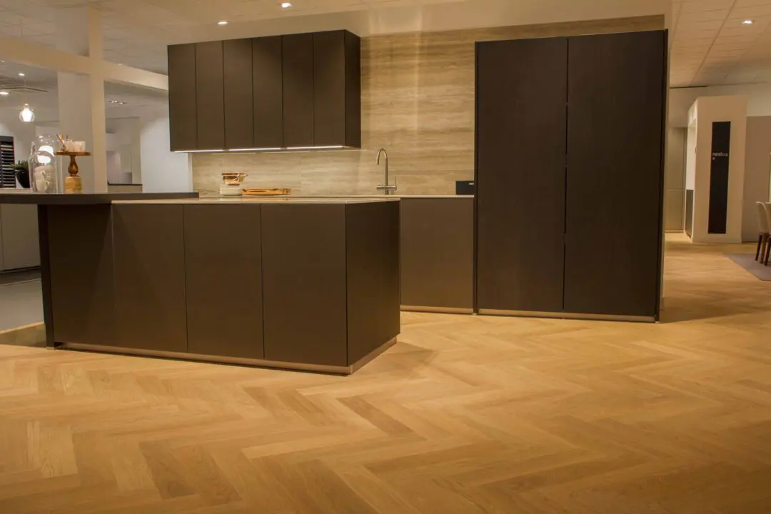 Herringbone floor in kitchen store