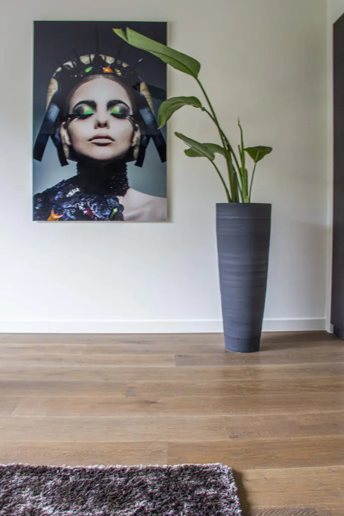 Plank floor stained and brushed